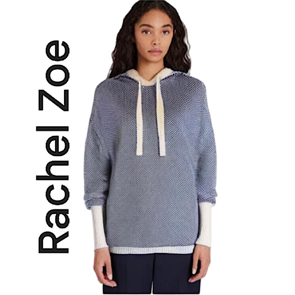 Rachel Zoe.NWT.COZY ALERT‼️Gorgeous 100% cotton hoodie.White & Navy pattern.XL